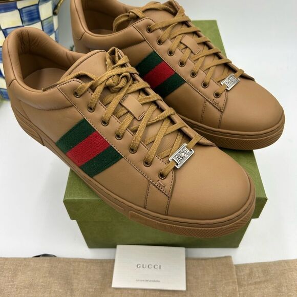 Men’s Gucci ace Webb low top leather sneakers size 11 fits 12 US made in Italy - Picture 2 of 13
